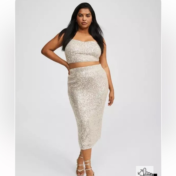 Sparkling Sequin Crop Top and Skirt Set - Picture 1 of 4